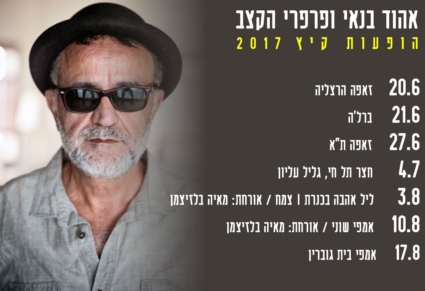 הופעות קיץ ט"ו באב יום אהבה בכנרת - אהוד בנאי 